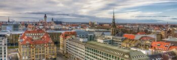 Vue aérienne du paysage urbain de Leipzig, location de jet privé