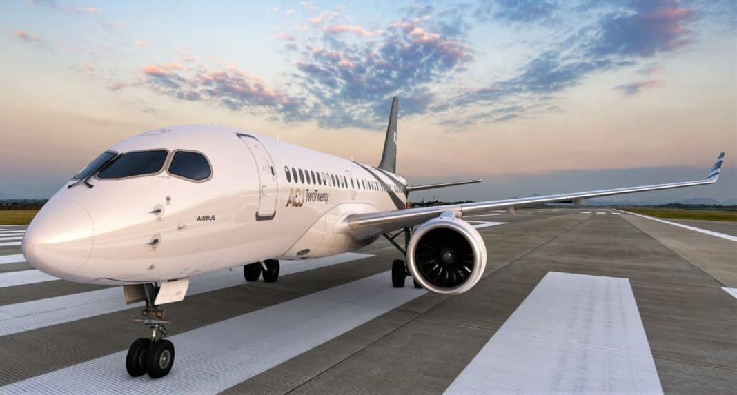 location de jet privé : ACJ 220 au coucher du soleil
