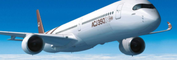 location de jet privé : ACJ A340 dans le ciel.