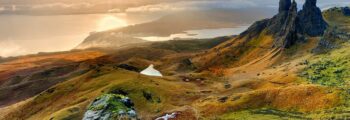 montagne couché de soleil île de skye